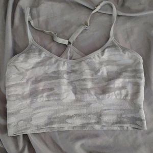 Gray camo sports bra